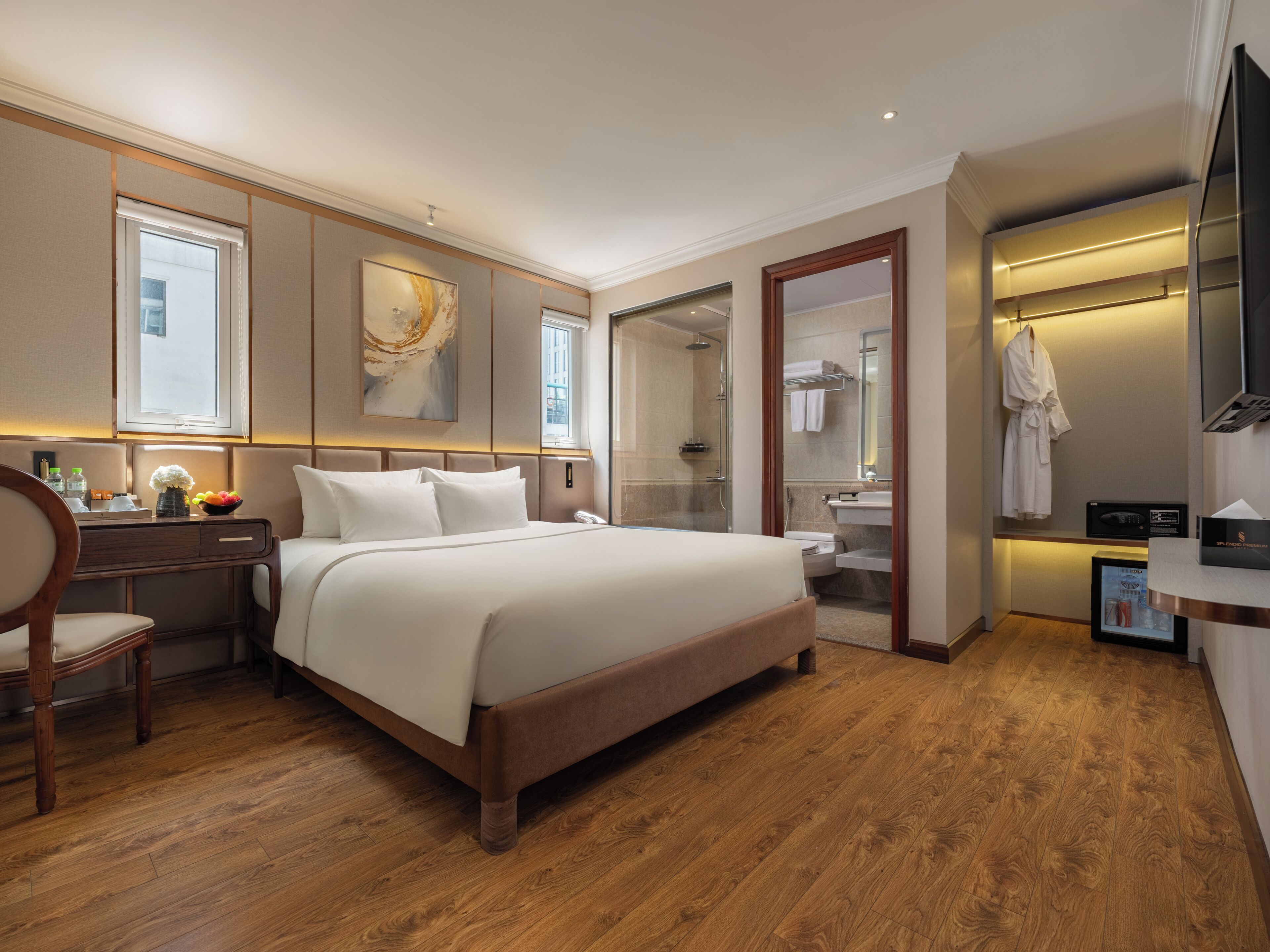 Luxury-Doppel- oder -Zweibettzimmer, Stadtblick | Bettwäsche aus ägyptischer Baumwolle, hochwertige Bettwaren
