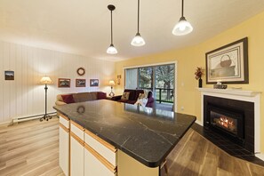 Télévision, cheminée, jeux vidéo, baby-foot