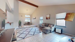 TV, fireplace, offices