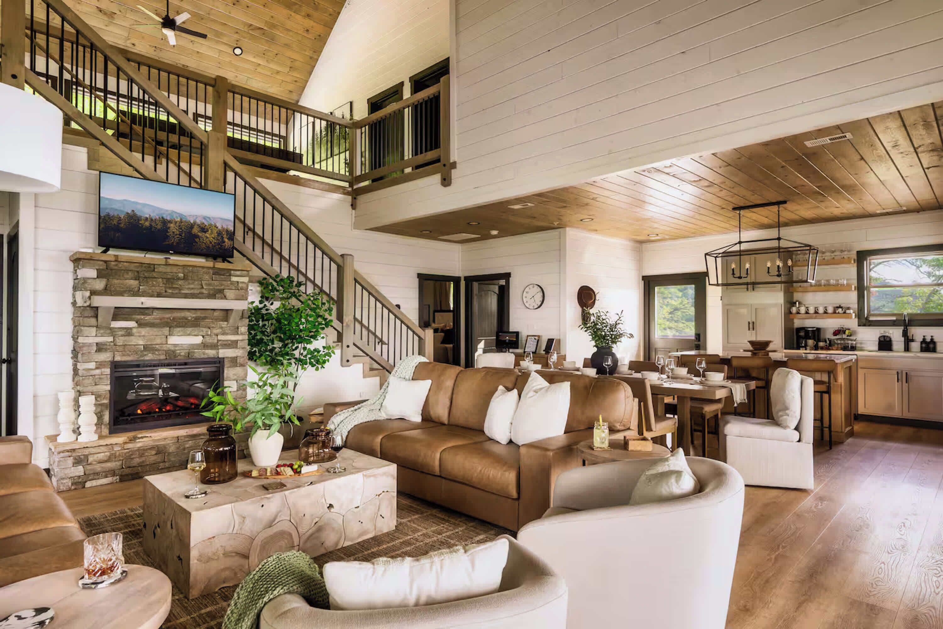 TV, fireplace, video games, offices