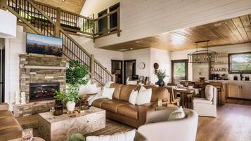 TV, fireplace, video games, offices
