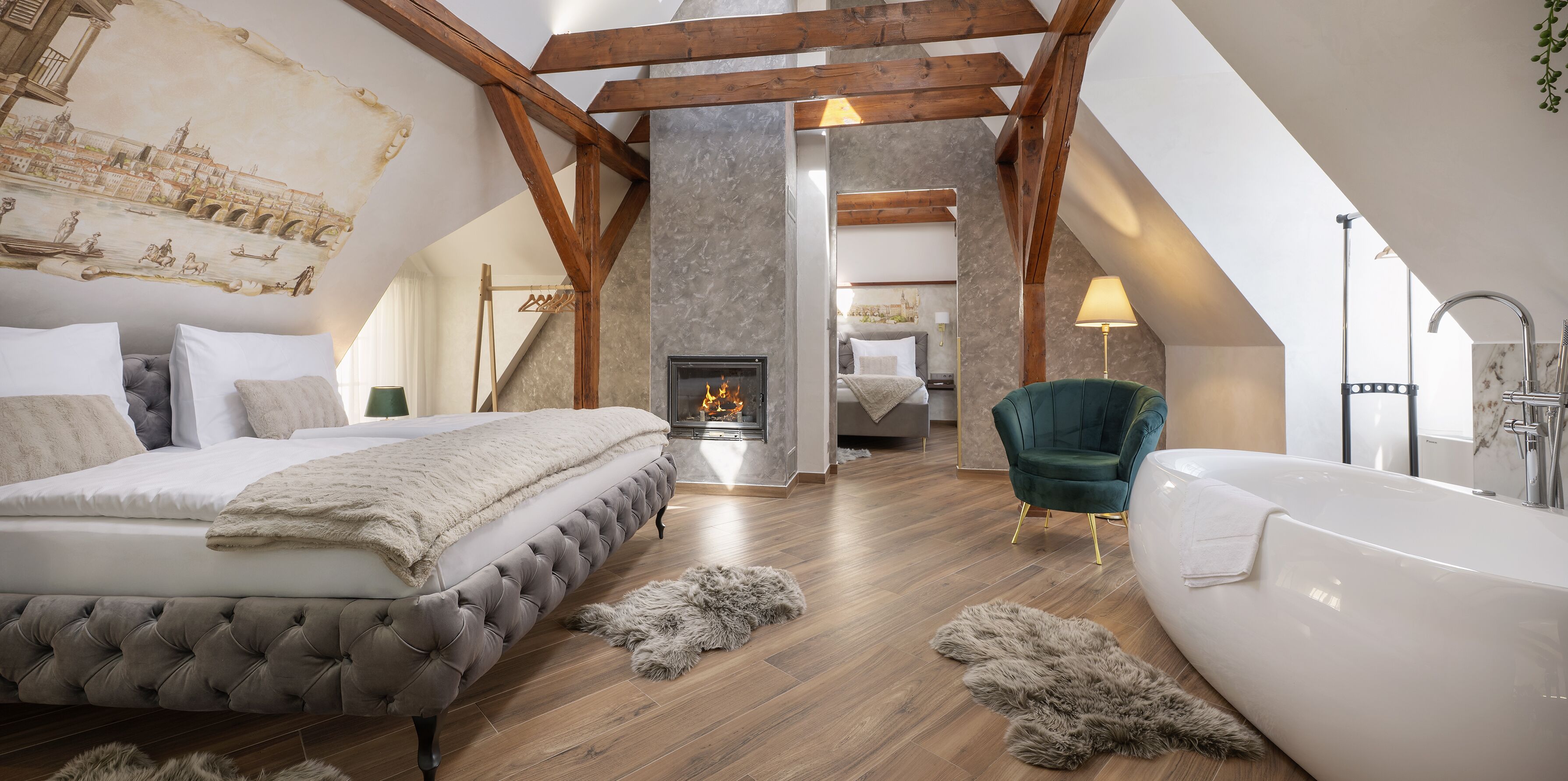 Departamento familiar, 2 habitaciones, para no fumadores, balcón | Caja de seguridad en la habitación y espacio para trabajar con laptop 