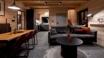 Chalet Deluks, pemandangan gunung | Ruang keluarga