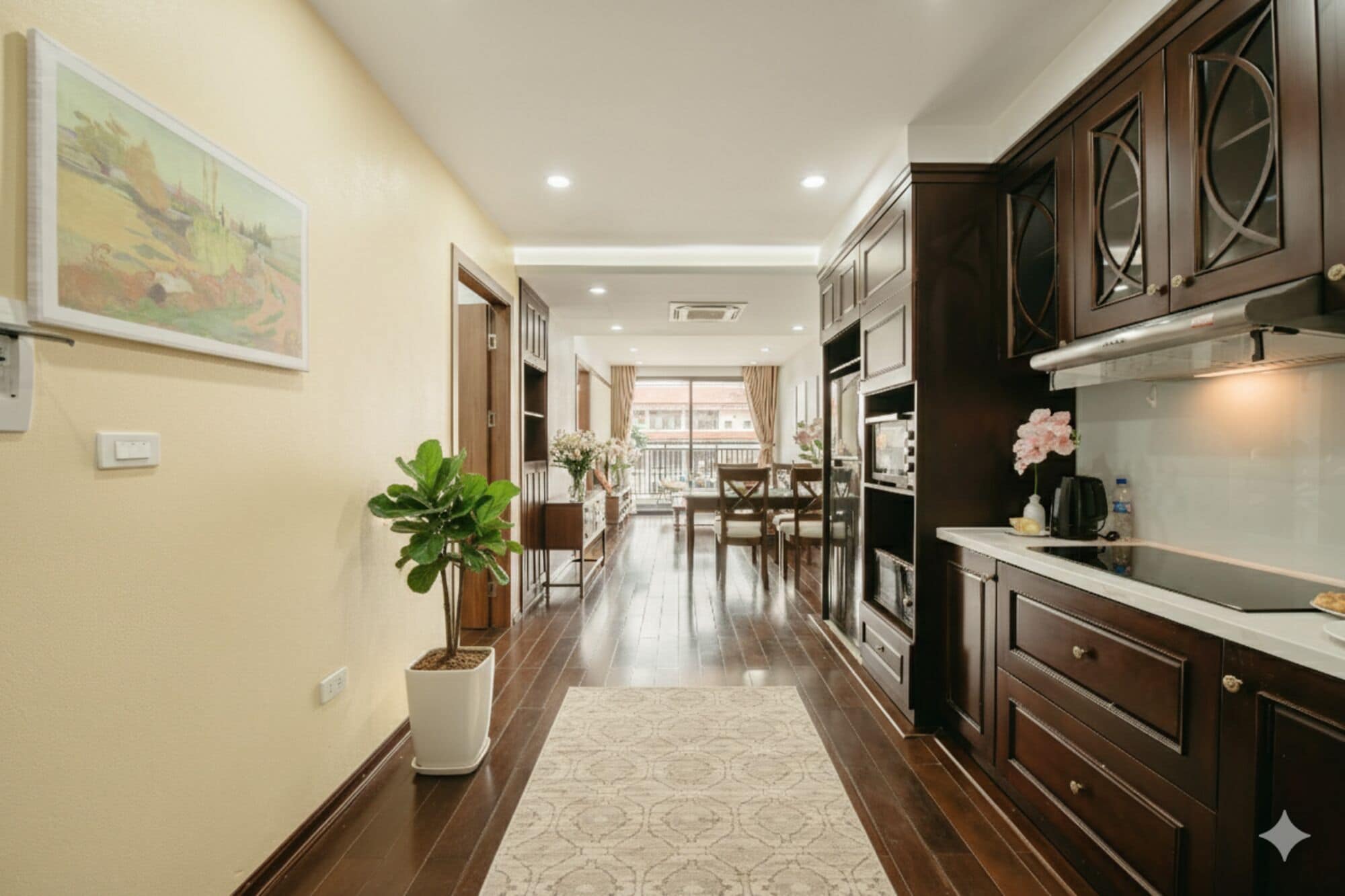 Deluxe Apartment, Balcony, Courtyard View | Private kitchen | Full-size fridge, microwave, oven, stovetop
