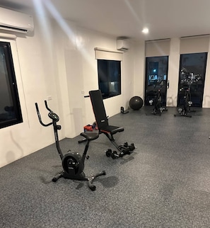Shared Dormitory, 2 Bedrooms, Accessible, Pool View | Fitness facility