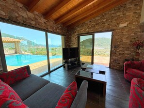 Villa, 4 Bedrooms, Private Pool, Sea View | Living area - Smaragdine Blue Villa (Lefkada)