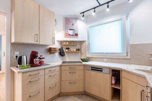 Fridge, oven, stovetop, dishwasher