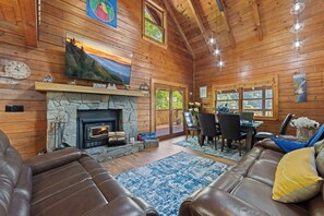 Smart TV, fireplace, video games