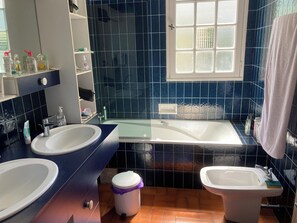 Shower, hair dryer, bidet, soap