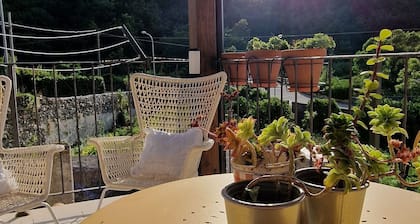 Rural house with large garden and vegetable garden in the mountains