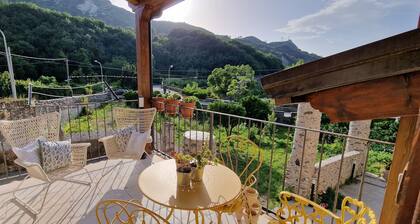 Rural house with large garden and vegetable garden in the mountains