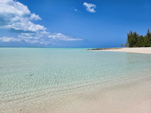 Vlak bij het strand, ligstoelen, strandlakens