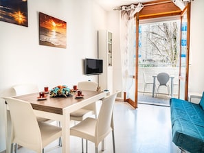 Apartment, 1 Bedroom, Balcony, City View | Dining room - A Lovely Modern Flat a Stone Throw From the sea (San Michele al Tagliamento)