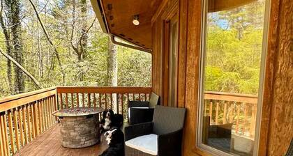 ROUNDHOUSE in the trees, deck, grill, fireplace, creek, dog Friendly, game room