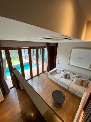 Premium Villa, 3 Bedrooms, Pets allowed, Pool View | Living area | 40-inch flat-screen TV with digital channels, Netflix -  Serava Pet-Friendly Pool Villa Huahin (Hua Hin)