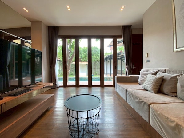 Premium Villa, 3 Bedrooms, Pets allowed, Pool View | Living area | 40-inch flat-screen TV with digital channels, Netflix - Serava Pet-Friendly Pool Villa Huahin (Hua Hin)