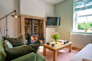 Smart-TV, peis og bøker