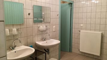 Ducha, secador de pelo, toallas y papel higiénico