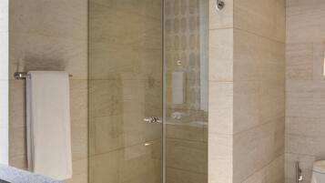 Junior Room, 1 King Bed, Terrace | Bathroom | Shower, rainfall showerhead, hair dryer, towels