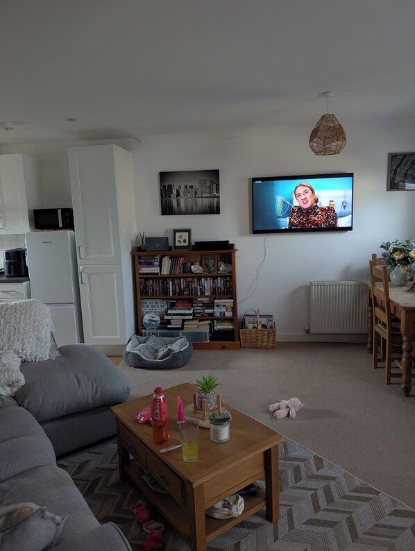 Smart TV, DVD player, books