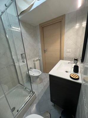 Secadora de cabello, toallas, jabón, papel de baño 