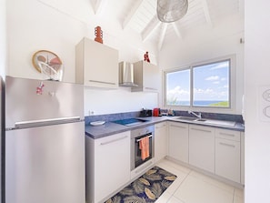 Fridge, microwave, oven, coffee/tea maker