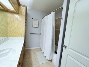 Hair dryer, towels, toilet paper