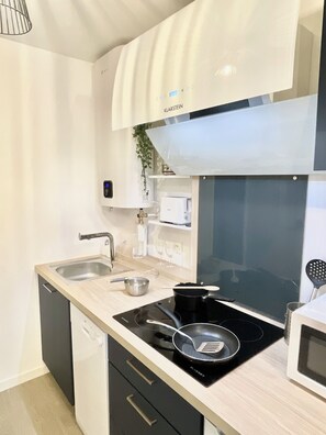 Fridge, microwave, stovetop, dishwasher