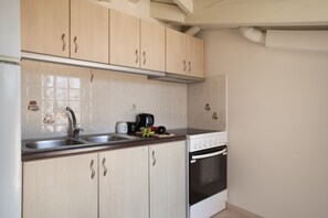 Fridge, oven, electric kettle, cookware/dishes/utensils
