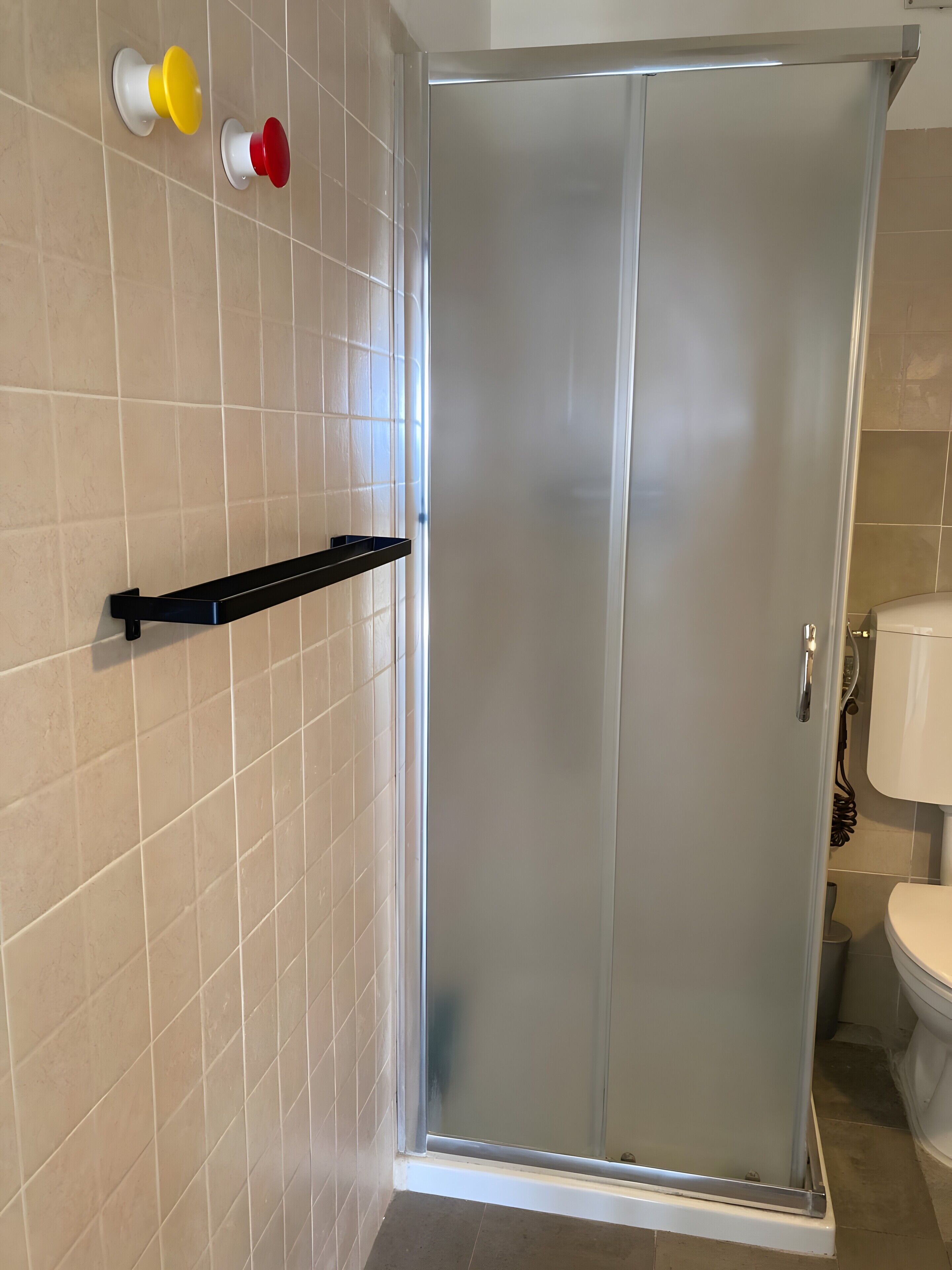 Dusche, Haartrockner, Handtücher