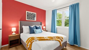 6 soveværelser, skrivebord, strygejern/strygebræt, weekendseng