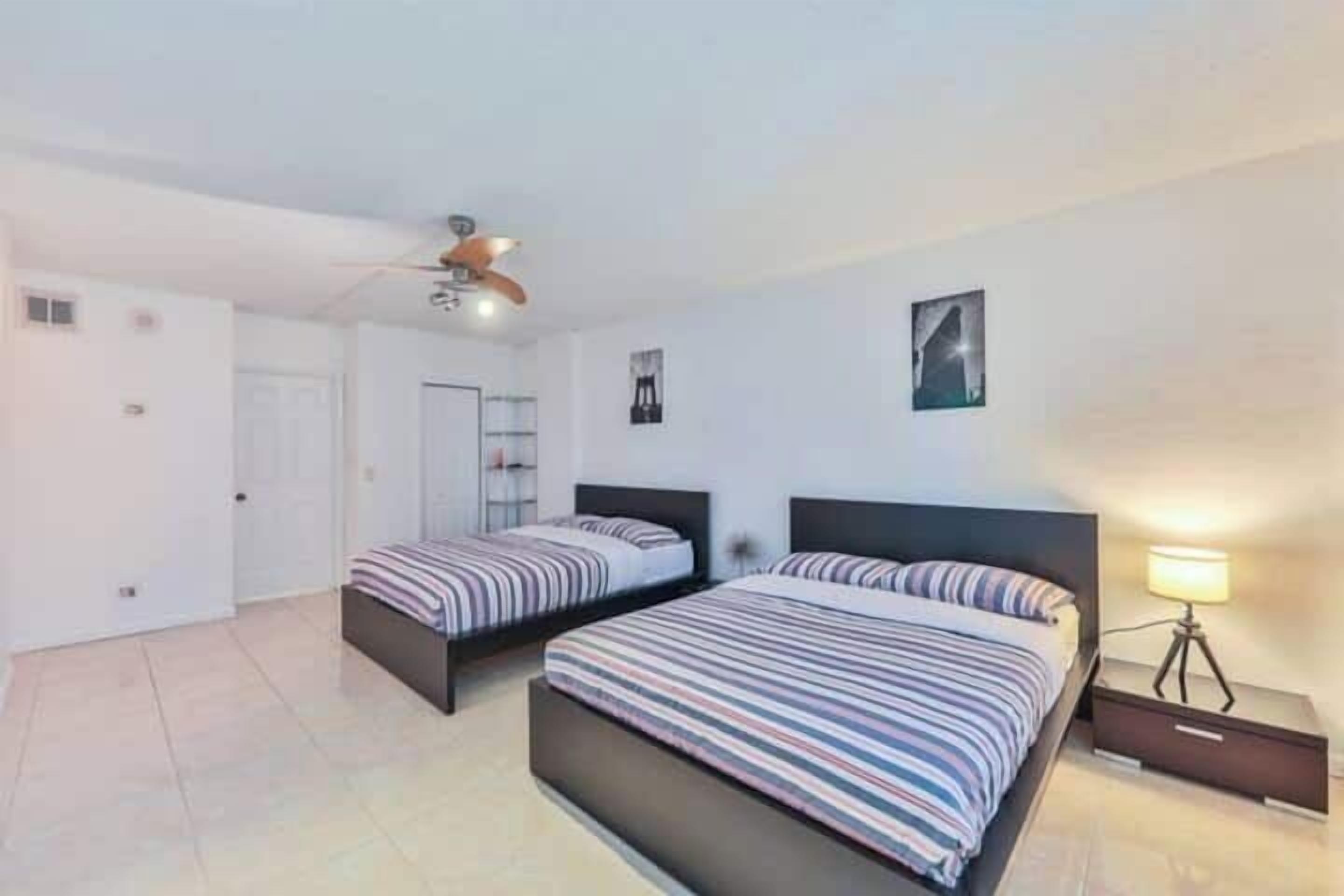 1 bedroom, desk, iron/ironing board, travel cot