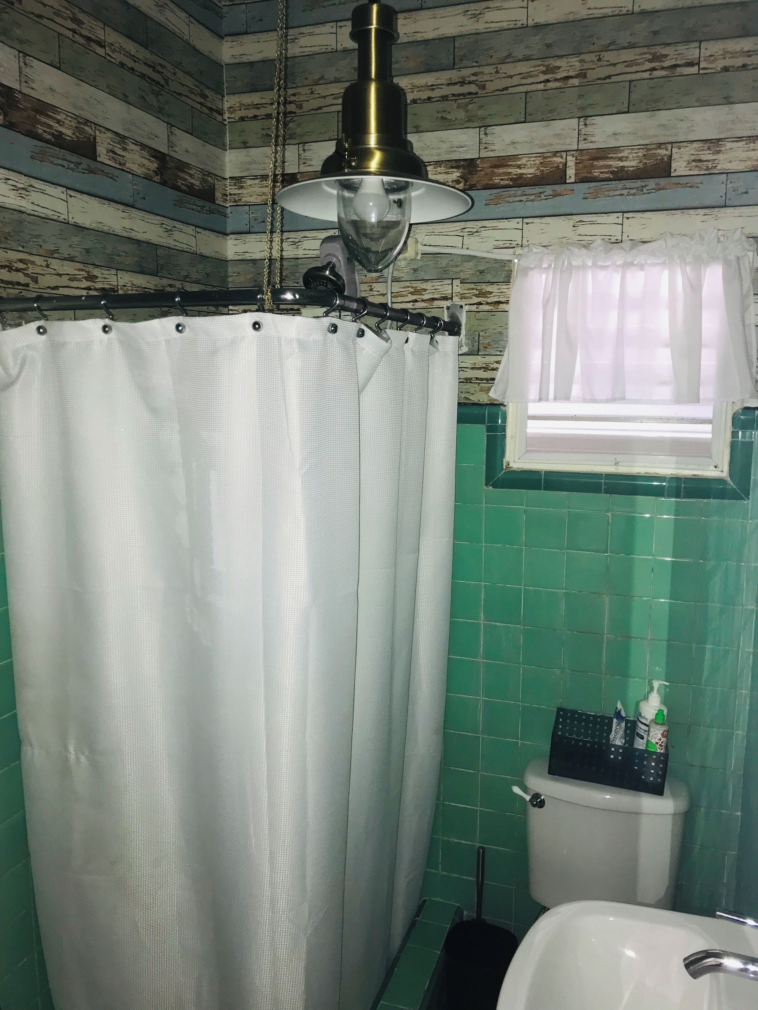 Shower, towels, soap, toilet paper