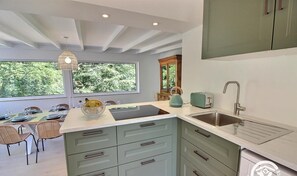 Kühlschrank, Mikrowelle, Ofen, Herdplatte