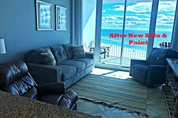 Living area new sofa, new paint color Jan 2026.