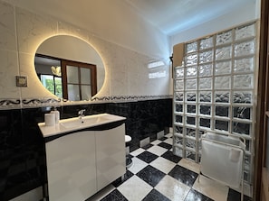 Dusche, Haartrockner, Handtücher