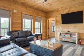 Smart TV, fireplace, video games, table football