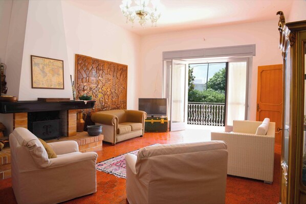 TV, fireplace