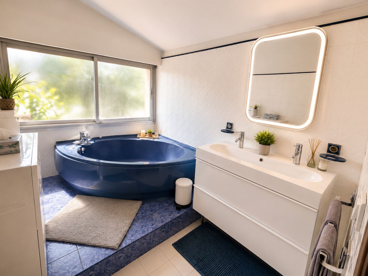 Hair dryer, towels, toilet paper