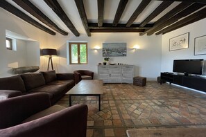 TV, fireplace