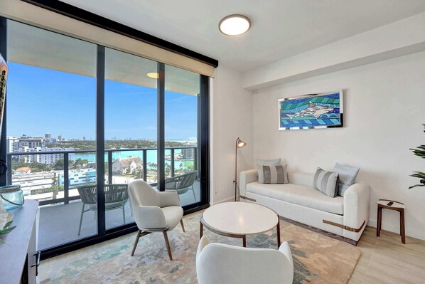 TV - King 1BR | 14th Floor Coastal View at 72 Park (Miami Beach)