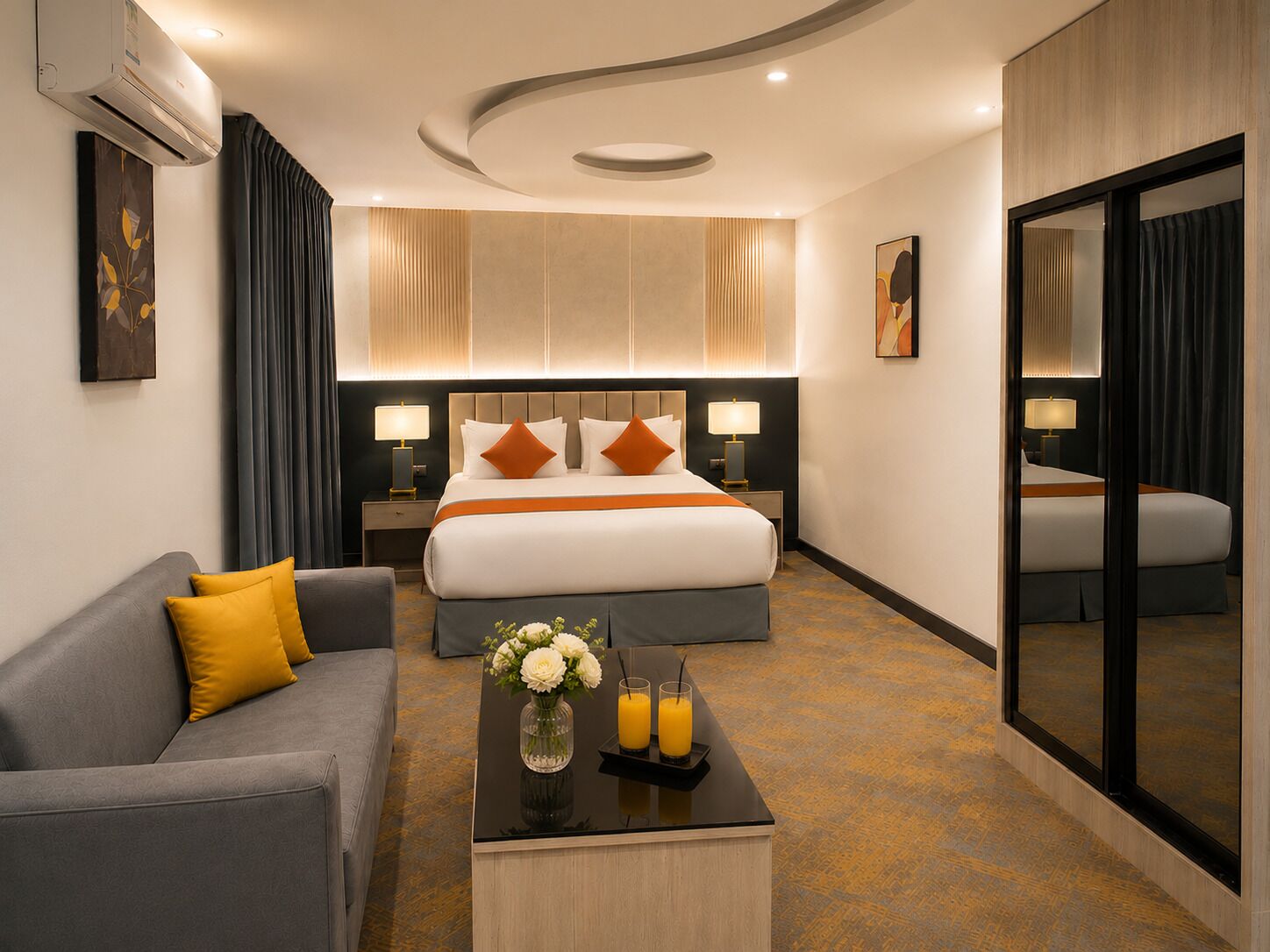 Deluxe Studio | Egyptian cotton sheets, premium bedding, pillowtop beds, minibar