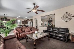 Smart TV, fireplace, computer monitors, printers