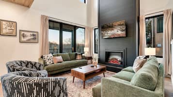 TV, fireplace, offices