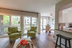 TV, DVD player, books, offices