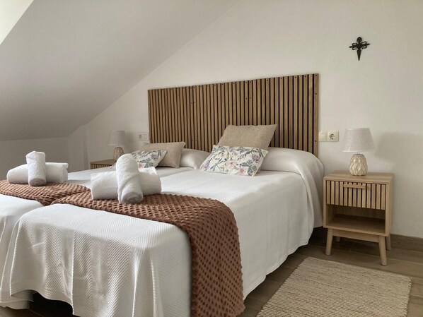 2 bedrooms, bed sheets