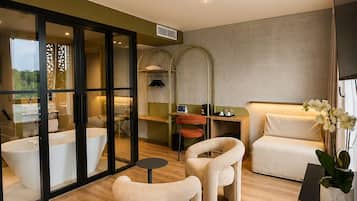 Junior Suite, Multiple Beds | Premium bedding, minibar, desk, laptop workspace