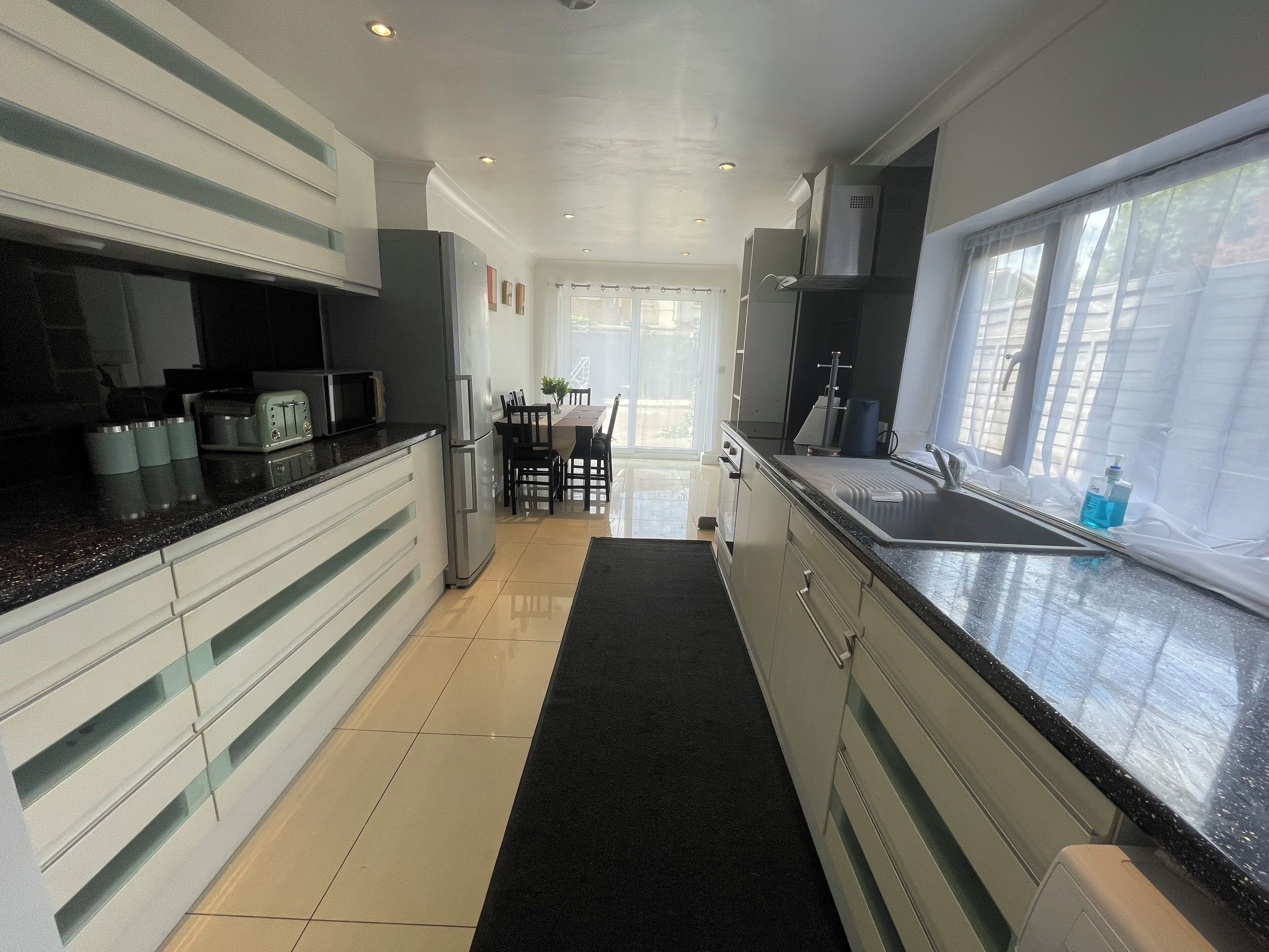 Fridge, microwave, oven, electric kettle