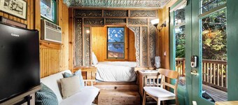 Escape to Rustic Studio | Fireplace + Modern Comfort