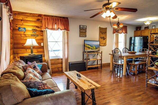 TV, fireplace, DVD player